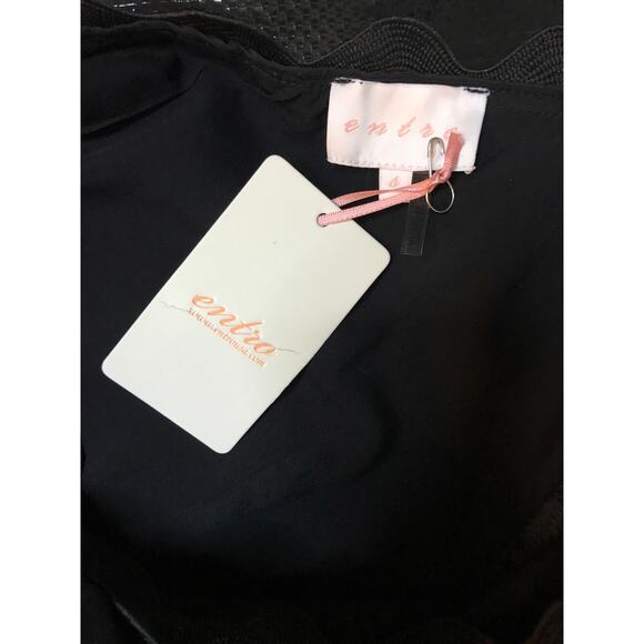 Entro Black One Shoulder Scallop Tiered Mini Dress Romper S Party Fit and Flare - Picture 10 of 13